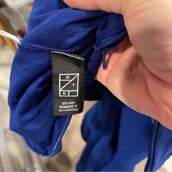 Marchesa Notte royal blue ruffle dress velvet trim tulip maxi - Picture 13 of 14